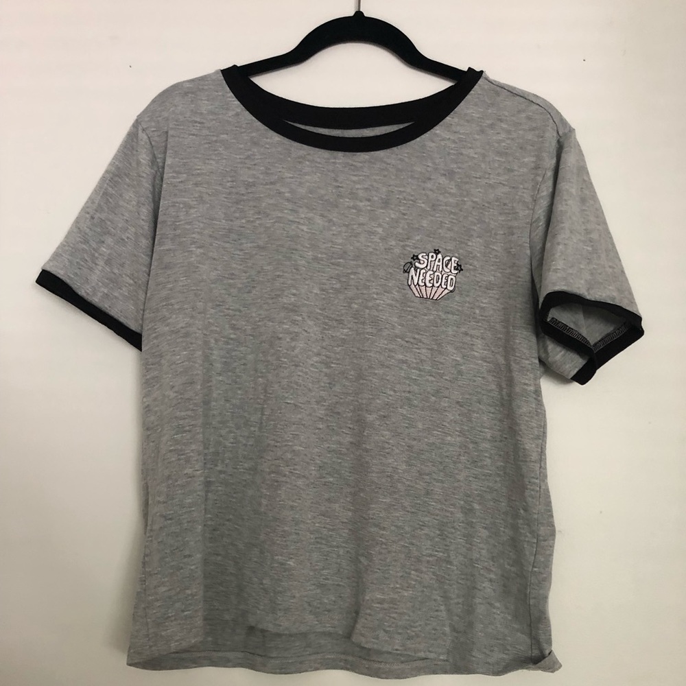 Grey T-shirt with embellishment on left side